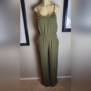 XOXO EUD  spaghetti strap Jumpsuit olive green